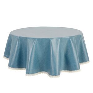 1 Pack Tablecloth Oil-Proof and Water-Proof Lace TPU Table 47inch Round Blue